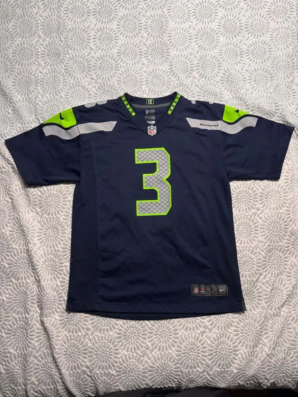 Russell Wilson Seattle Seahawks #3 Nike Navy Jersey Youth Large